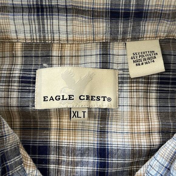 Men's Eagle Crest Plaid Pearl Snap Short Sleeve Western Shirt Size XLT - Picture 2 of 2